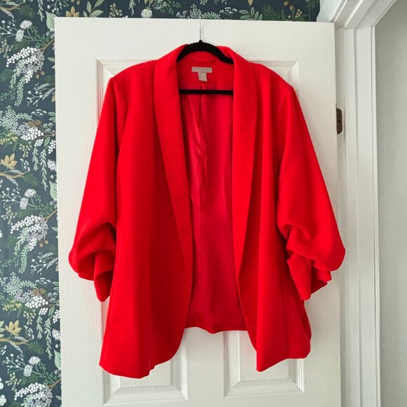 Three Quarter Sleeve Open Front Blazer - Picture 1 of 6